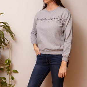 Grey Sweatshirt with Rope detail in Front